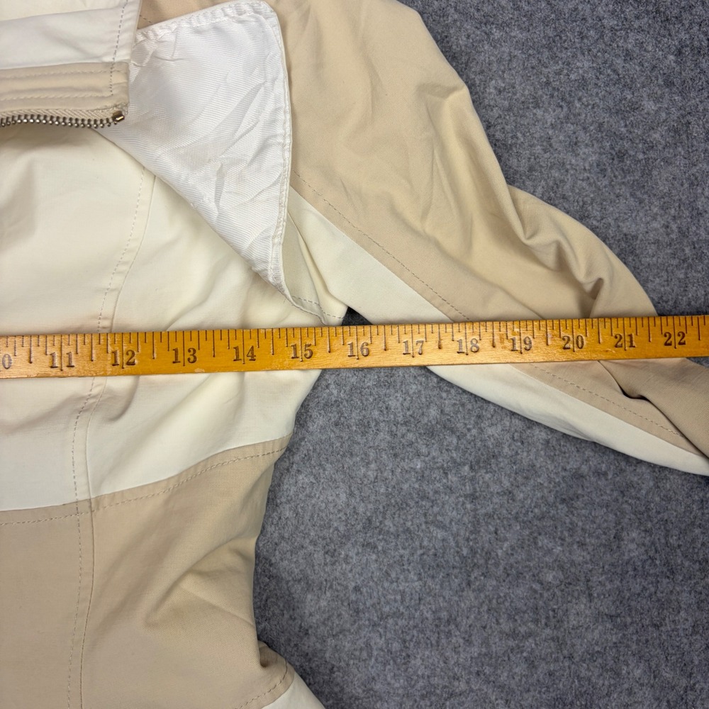 Bebe Womens Colorblock Full Zip Peplum Jacket Cream Tan Size Small - Picture 5 of 6